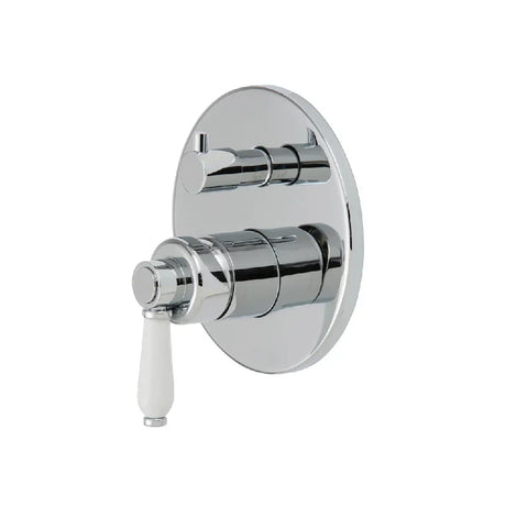 Fienza 202102 Eleanor Wall Shower Mixer Diverter Chrome with White Ceramic Handle - Wall Mixer Diverter