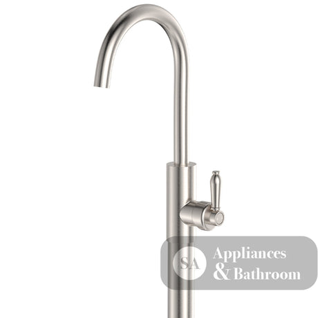 Fienza 202112NN-LF Eleanor Floor Mounted Basin/Bath Mixer Brushed Nickel Handle Lead Free Brushed Nickel - Bath Fillers