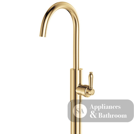 Fienza 202112UU-LF Eleanor Floor Mounted Basin/Bath Mixer Urban Brass Handle Lead Free Urban Brass - Bath Fillers