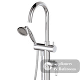 Fienza 202113 Eleanor Floor Mixer & Shower Chrome with White Ceramic Handle - Bath Fillers