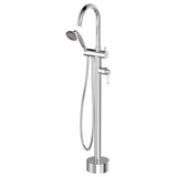 Fienza 202113 Eleanor Floor Mixer & Shower Chrome with White Ceramic Handle - Bath Fillers