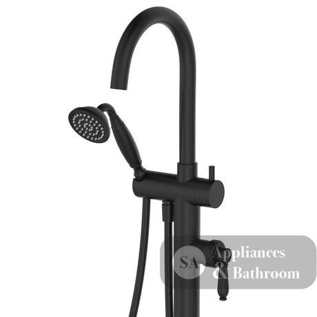 Fienza 202113BL Eleanor Floor Mixer & Shower Matte Black with Matte Black Handle - Bath Fillers