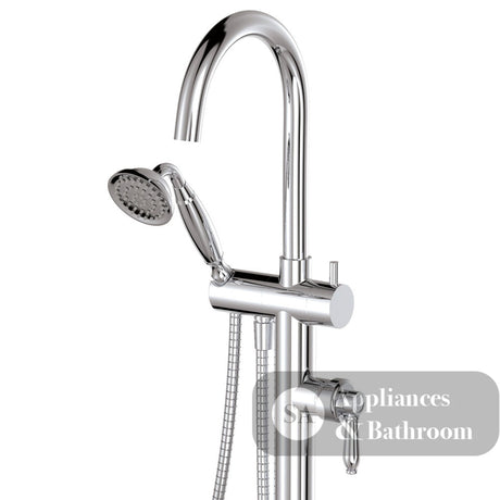Fienza 202113CC Eleanor Floor Mixer & Shower Chrome with Chrome Handle - Bath Fillers