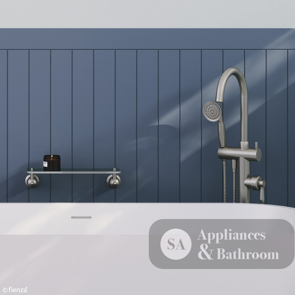 Fienza 202113NN Eleanor Brushed Nickel Floor Bath Mixer & Shower with Brushed Nickel Handle - Bath Fillers