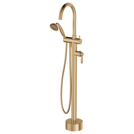 Fienza 202113UU Eleanor Urban Brass Floor Mounted Bath Mixer with Handle Shower with Urban Brass Handle - Bath Fillers