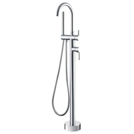 Fienza 213113 Kaya Floor Mounted Bath Mixer With Hand Shower Chrome - Bath Fillers