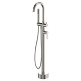 Fienza 213113BN Kaya Floor Mounted Bath Mixer With Hand Shower Brushed Nickel - Bath Fillers
