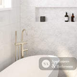 Fienza 213113BN Kaya Floor Mounted Bath Mixer With Hand Shower Brushed Nickel - Bath Fillers