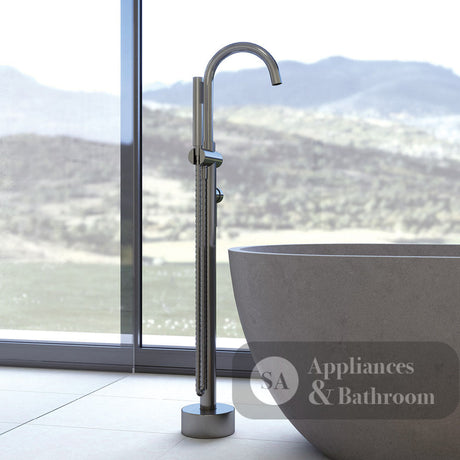 Fienza 213113GM Kaya Floor Mounted Bath Mixer With Hand Shower Gun Metal - Bath Fillers