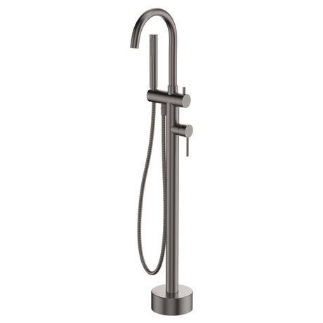 Fienza 213113GM Kaya Floor Mounted Bath Mixer With Hand Shower Gun Metal - Bath Fillers