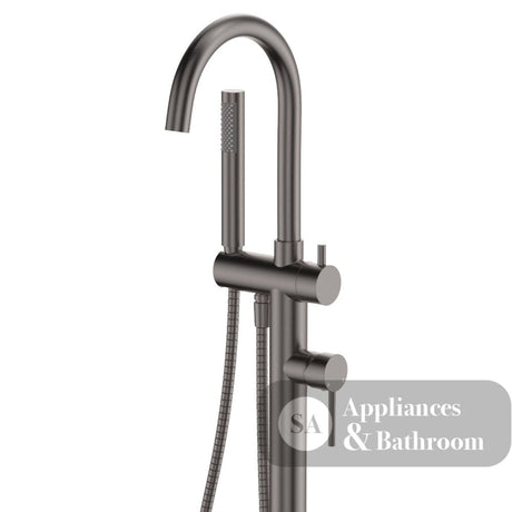 Fienza 213113GM Kaya Floor Mounted Bath Mixer With Hand Shower Gun Metal - Bath Fillers