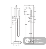 Fienza 213113UB Kaya Floor Mounted Bath Mixer With Hand Shower Urban Brass - Bath Fillers