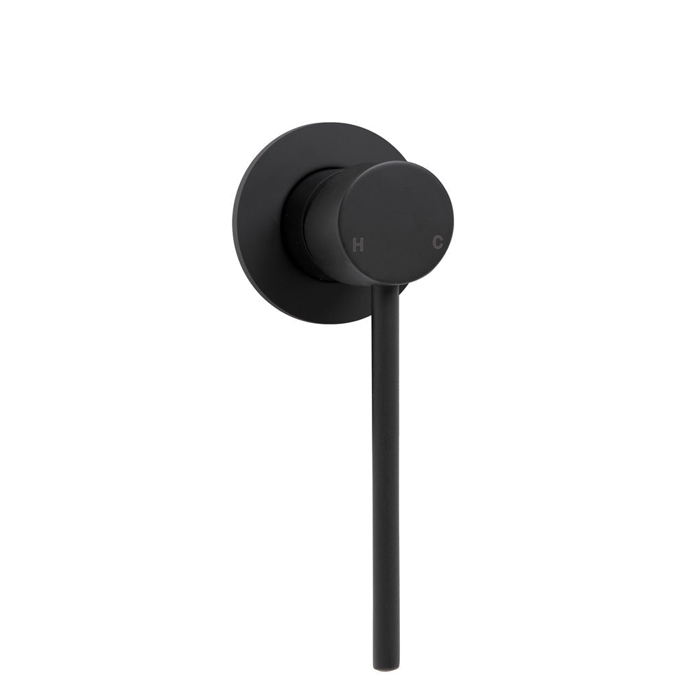 Fienza 225101AD Hustle Care Matte Black Wall Basin Mixer Round Plate - Accessible Taps