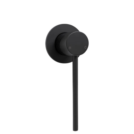 Fienza 225101AD Hustle Care Matte Black Wall Basin Mixer Round Plate - Accessible Taps