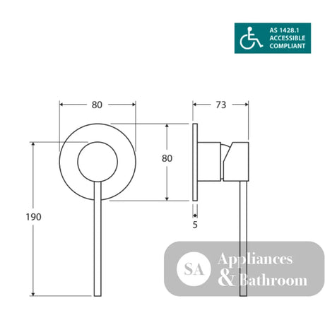 Fienza 225101AD Hustle Care Matte Black Wall Basin Mixer Round Plate - Accessible Taps