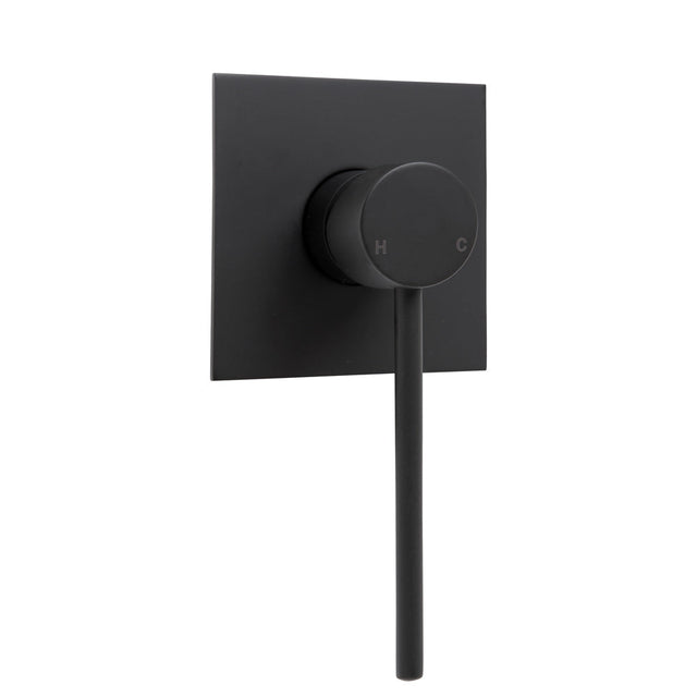 Fienza 225101BD Hustle Care Matte Black Wall Basin Mixer Square Plate - Accessible Taps