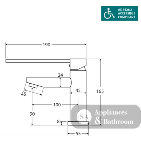 Fienza 225103D Hustle Care Short Basin Mixer Tap Matte Black - Basin Mixer