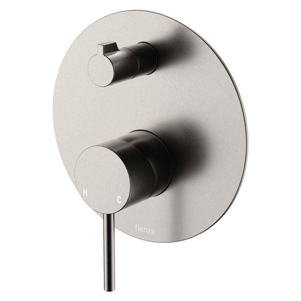 Fienza 228102BN-LF Kaya Large Round Plate Wall Diverter Mixer Lead Free Brushed Nickel - Wall Mixer Diverter