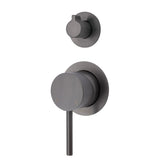 Fienza 228102GM-4-LF Kaya Small Round Plate Wall Diverter Mixer Gunmetal Grey - Wall Mixer Diverter