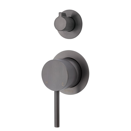 Fienza 228102GM-4-LF Kaya Small Round Plate Wall Diverter Mixer Gunmetal Grey - Wall Mixer Diverter