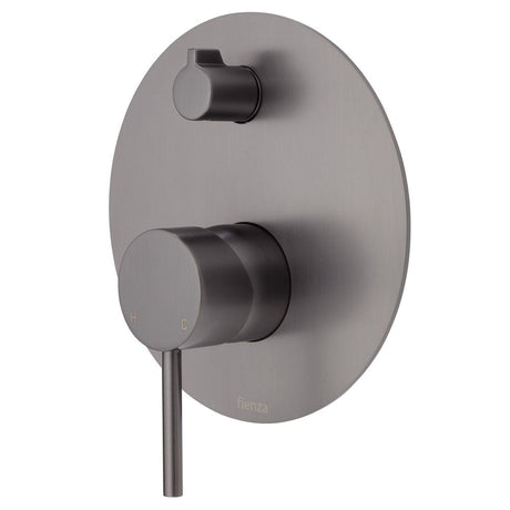 Fienza 228102GM-LF Kaya Large Round Plate Wall Diverter Mixer Lead Free Gunmetal Grey - Wall Mixer Diverter