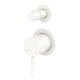Fienza 228102MW-4 Kaya Small Round Plate Wall Diverter Mixer Matte White - Wall Mixers