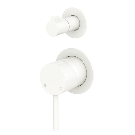 Fienza 228102MW-4 Kaya Small Round Plate Wall Diverter Mixer Matte White - Wall Mixers