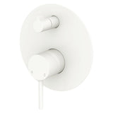 Fienza 228102MW-LF Kaya Large Round Plate Wall Diverter Mixer Lead Free Matte White - Wall Mixers