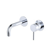 Fienza 228104-130-LF Kaya Wall Basin/Bath Mixer Set Round Plates Chrome 130mm Outlet - Bathroom Wall Mixers
