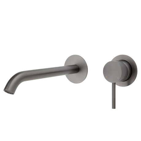 Fienza Kaya Wall Basin/Bath Mixer Set Brushed Nickel Round Plates 200Mm Outlet 228104Bn-200 Bathroom