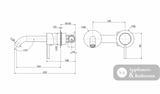 Fienza 228104GM-LF Kaya Wall Basin/Bath Mixer Set Gun Metal Round Plates 160mm Outlet - Bathroom Wall Mixers