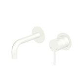 Fienza 228104MW-130-LF Kaya Wall Basin/Bath Mixer Set Round Plates Matte White 130mm Outlet - Bathroom Wall Mixers