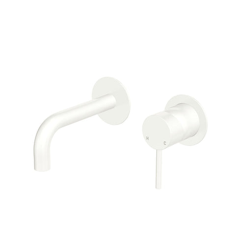 Fienza 228104MW-130-LF Kaya Wall Basin/Bath Mixer Set Round Plates Matte White 130mm Outlet - Bathroom Wall Mixers