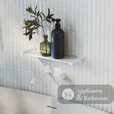 Fienza 228104MW-200-LF Kaya Wall Bath/ Basin Mixer Set Round Plate Matte White 200mm Outlet - Wall Mixers & Spouts