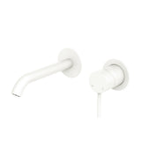 Fienza 228104MW-LF Kaya Wall Bath/ Basin Mixer Set Round Plate Matte White 160mm Outlet - Wall Mixers & Spouts