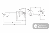 Fienza 228104UB-200-LF Kaya Wall Basin/Bath Mixer Set Urban Brass Round Plates 200mm Outlet - Bathroom Wall Mixers