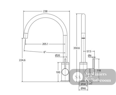 Fienza Kaya 228105B Matte Black Mixer Tap Kitchen Taps