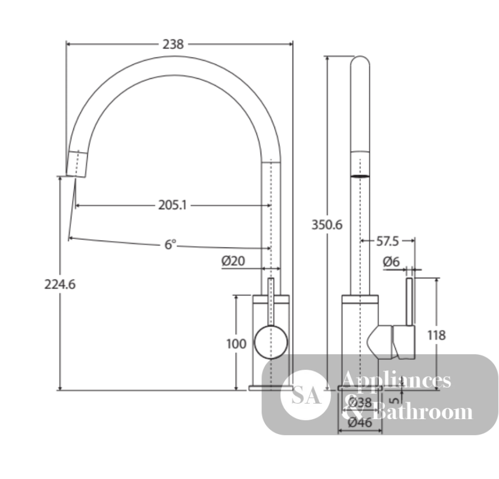 Fienza Kaya 228105Ub Urban Brass Mixer Tap Kitchen Taps