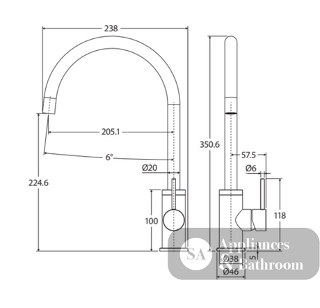 Fienza Kaya 228105Ub Urban Brass Mixer Tap Kitchen Taps