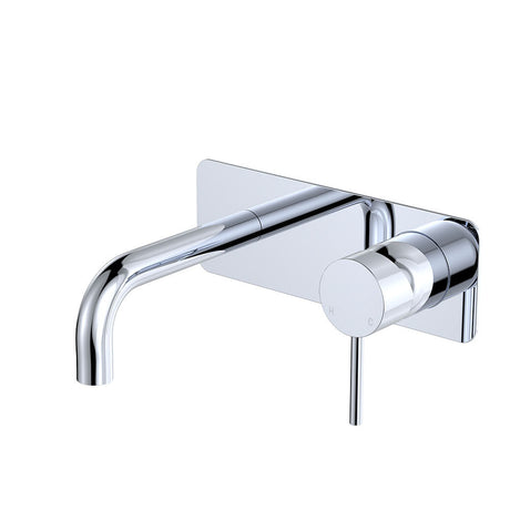 Fienza 228106-130-LF Kaya Wall Basin/Bath Mixer Set Rectangular Plate 130mm Outlet - Bathroom Wall Mixers