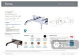 Fienza 228106B-LF Kaya Wall Basin/Bath Mixer Set Matte Black Rectangular Plate 160mm Outlet - Bathroom Wall Mixers