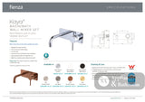 Fienza 228106BN-130-LF Kaya Wall Basin/Bath Mixer Set Rectangular Plate Brushed Nickel 130mm Outlet - Bathroom Wall