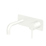 Fienza 228106MW-130-LF Kaya Wall Basin/Bath Mixer Set Rectangular Plate Matte White 130mm Outlet - Bathroom Wall Mixers