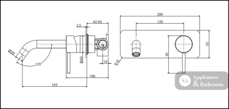 Fienza Kaya Wall Basin/Bath Mixer Set Brushed Nickel Square Plate 160Mm Outlet 228106Bn Bathroom