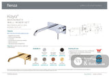 Fienza 228106UB-200-LF Kaya Wall Basin/Bath Mixer Set Urban Brass Rectangular Plate 200mm Outlet - Bathroom Wall Mixers
