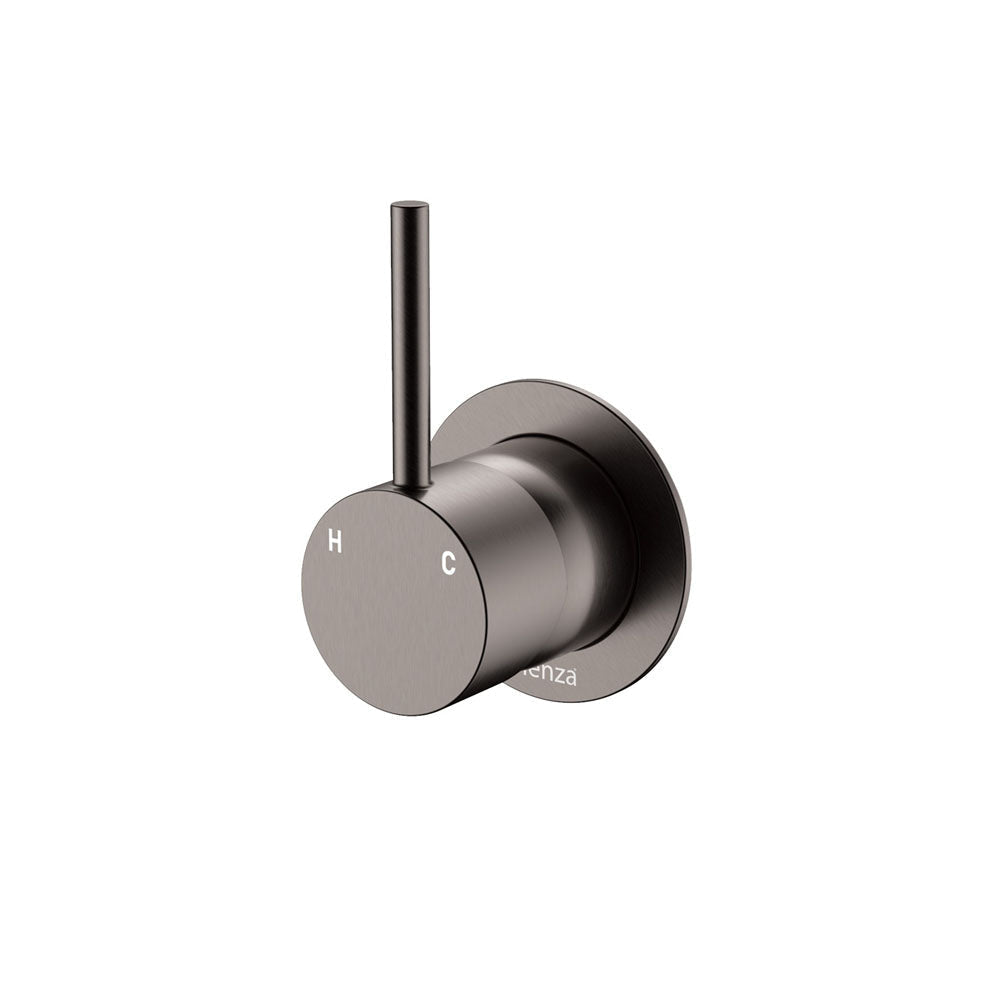 Fienza 228114GM-LF Kaya Up Wall Mixer Small Round Plate Gun Metal - Bathroom Wall Mixers