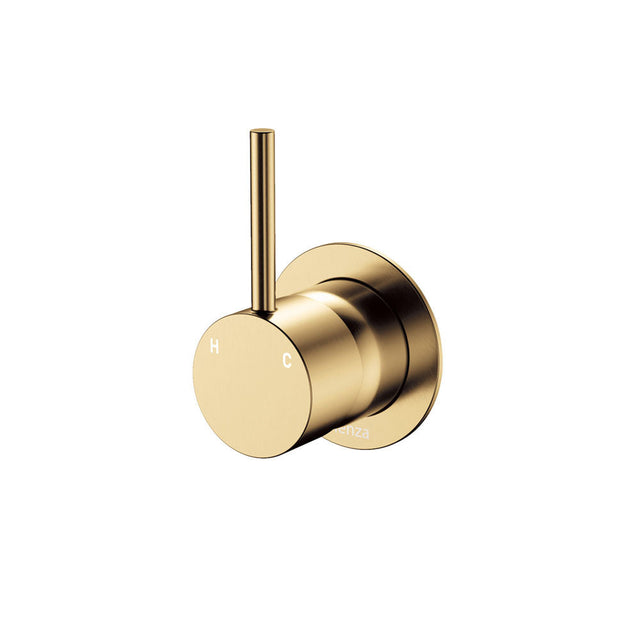 Fienza 228114UB-LF Kaya Up Wall Mixer Small Round Plate Urban Brass - Bathroom Wall Mixers