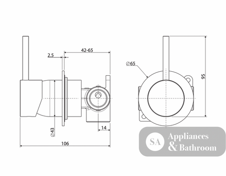 Fienza 228114UB-LF Kaya Up Wall Mixer Small Round Plate Urban Brass - Bathroom Wall Mixers
