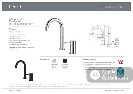 Fienza 228117-LF Kaya Hob Mounted Mixer Set Chrome - Basin Mixer