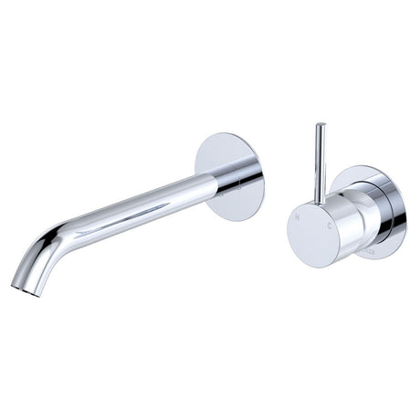 Fienza 228118-200-LF Kaya Up Basin/Bath Wall Mixer Set Round Plates 200mm Outlet Lead Free Chrome - Bathroom Wall Mixers